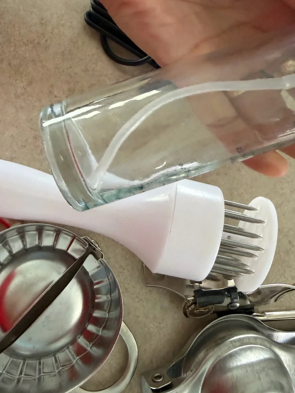 Kitchen Gadget Set - Stainless Steel Tools with White Handle